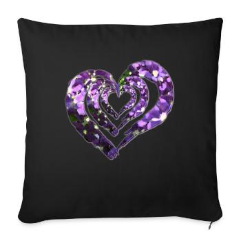 Cœur 3 fois - Housse de coussin décorative 45 x 45 cm - noir - Devant