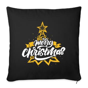 Merry Christmas Script with Golden Star - Sofa pillowcase 17,3'' x 17,3'' (45 x 45 cm) - black - Front
