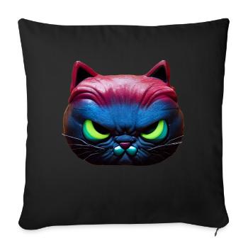 Magical angry cat face! - Sofa pillowcase 17,3'' x 17,3'' (45 x 45 cm) - black - Front