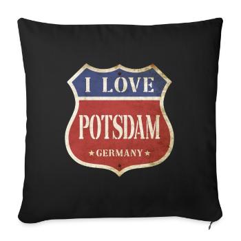 Potsdam Deutschland Stadt I Love Vintage Retro - Sofakissenbezug 45 x 45 cm - Schwarz - Vorne