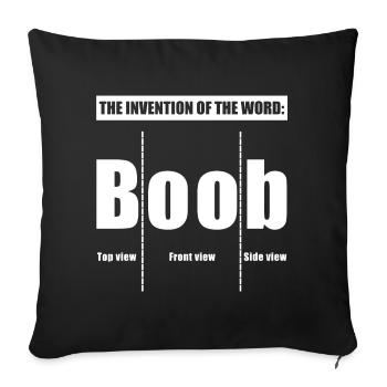 L’invention du mot | drôles de dictons, seins - Housse de coussin décorative 45 x 45 cm - noir - Devant