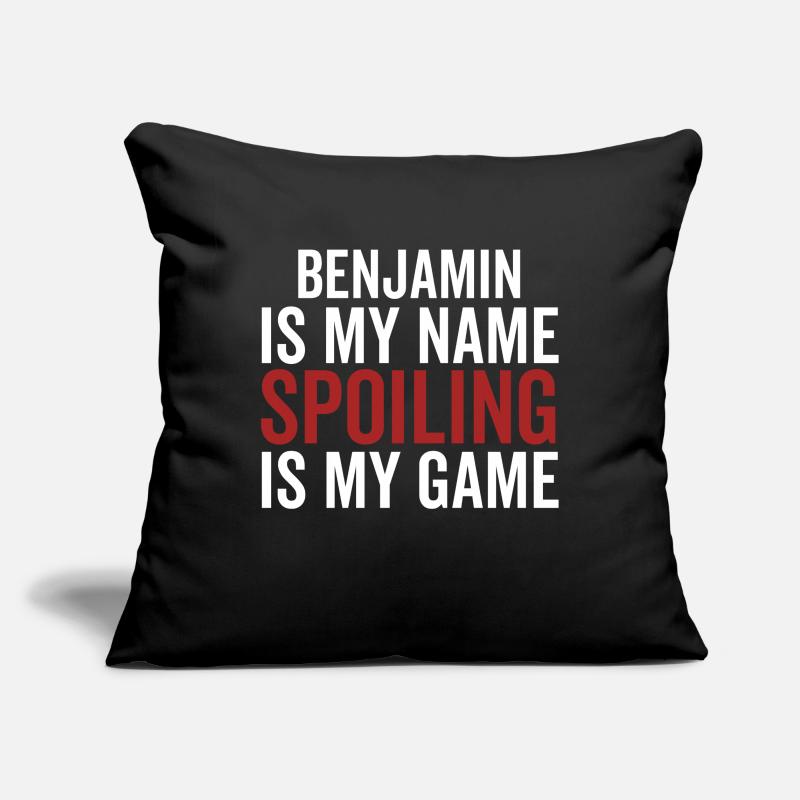 Benjamin est mon nom Spoiler est mon jeu Housse de coussin décorative 45 x 45 cm