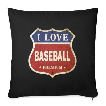 Baseball I Love Vintage Retro Shield Route Sport - Sofa pillowcase 17,3'' x 17,3'' (45 x 45 cm) - black - Front
