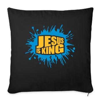 Citation de Jésus est roi - Housse de coussin décorative 45 x 45 cm - noir - Devant