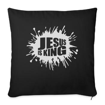 Citation de Jésus est roi - Housse de coussin décorative 45 x 45 cm - noir - Devant