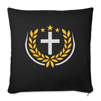 Jesus Christus Lorbeerkranz Logo - Sofakissenbezug 45 x 45 cm - Schwarz - Vorne