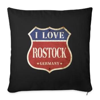 Rostock Germany City I Love Vintage Retro - Sofa pillowcase 17,3'' x 17,3'' (45 x 45 cm) - black - Front