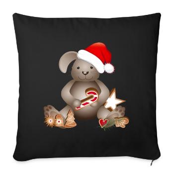 golden for Christmas with Christmas hat - Sofa pillowcase 17,3'' x 17,3'' (45 x 45 cm) - black - Front