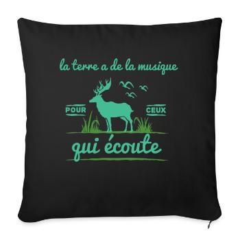 la terre a de la musique - Housse de coussin décorative 45 x 45 cm - noir - Devant