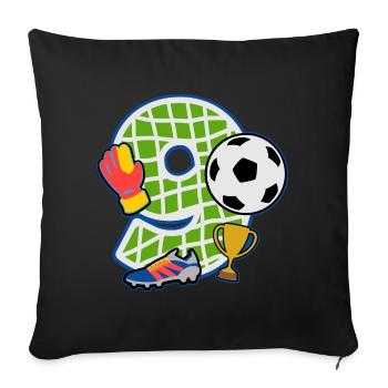 Fußball 9. Geburtstagsparty Nummer 9 - 9 Jahre - Sofakissenbezug 45 x 45 cm - Schwarz - Vorne