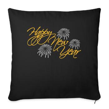 Citation Bonne année - Housse de coussin décorative 45 x 45 cm - noir - Devant