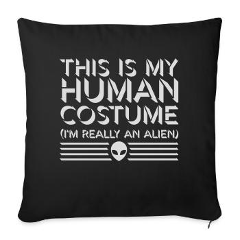Citation extraterrestre de costume humain - Housse de coussin décorative 45 x 45 cm - noir - Devant