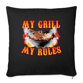 My Grill My Rules - Grilling - Sofa pillowcase 17,3'' x 17,3'' (45 x 45 cm) - black - Front