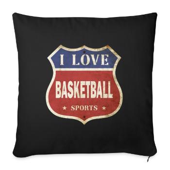 Basketball I Love Vintage Retro Shield Route Sport - Sofa pillowcase 17,3'' x 17,3'' (45 x 45 cm) - black - Front