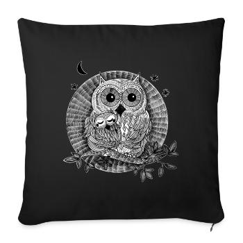 Owls illustration black and white - Sofa pillowcase 17,3'' x 17,3'' (45 x 45 cm) - black - Front