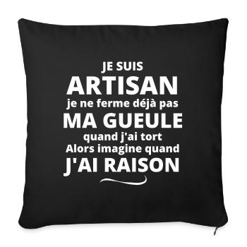 artisan, artisanat, artisans de France - Housse de coussin décorative 45 x 45 cm - noir - Devant