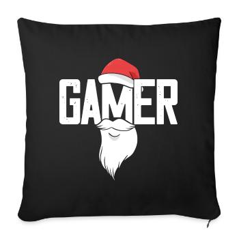 Gaming Santa Santa Beard Beard Gamer - Sofa pillowcase 17,3'' x 17,3'' (45 x 45 cm) - black - Front
