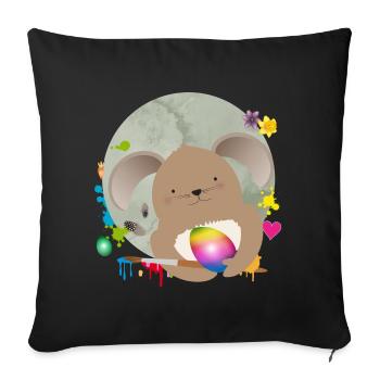 Painting cute Easter at Easter eggs - Sofa pillowcase 17,3'' x 17,3'' (45 x 45 cm) - black - Front