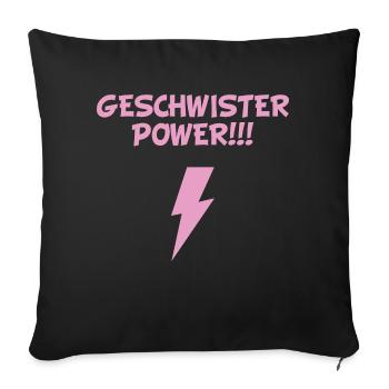 Geschwister Power Blitz Nerdy Superkraft Familie - Sofakissenbezug 45 x 45 cm - Schwarz - Vorne