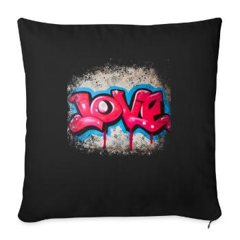Amour graffiti - Housse de coussin décorative 45 x 45 cm - noir - Devant
