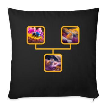 Collage d’animaux - Housse de coussin décorative 45 x 45 cm - noir - Devant