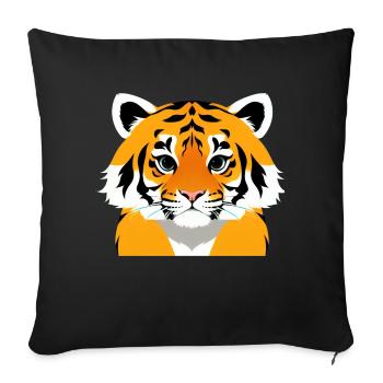 Comic Tiger Mignon Drôle Cool Dessin animé 11 - Housse de coussin décorative 45 x 45 cm - noir - Devant