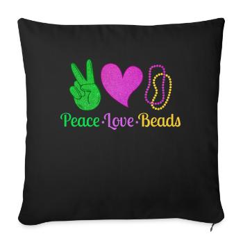 Peace Love Beads Mardi Gras Parade - Sofa pillowcase 17,3'' x 17,3'' (45 x 45 cm) - black - Front
