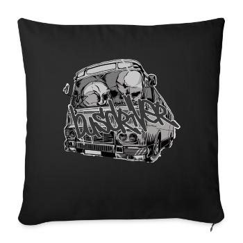 Bus Driver // Skulls // Illustration - Sofa pillowcase 17,3'' x 17,3'' (45 x 45 cm) - black - Front