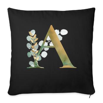Customizable Monogram Eucalyptus A - Sofa pillowcase 17,3'' x 17,3'' (45 x 45 cm) - black - Front