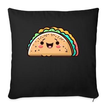 Kawaii coloré mignon Happy Taco - Housse de coussin décorative 45 x 45 cm - noir - Devant