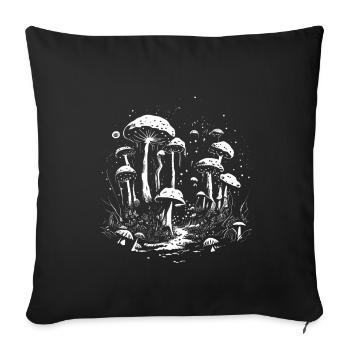 Cool Mushroom Fungi Artwork as Sketch - Sofa pillowcase 17,3'' x 17,3'' (45 x 45 cm) - black - Front