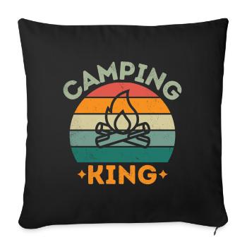 Camping King vintage rétro enfer en détresse - Housse de coussin décorative 45 x 45 cm - noir - Devant