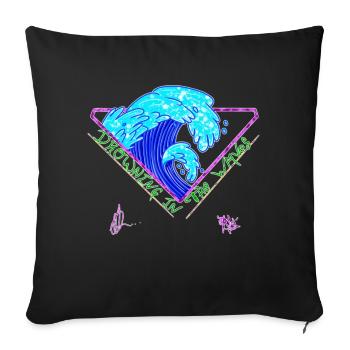 Noyade dans les vagues - Housse de coussin décorative 45 x 45 cm - noir - Devant