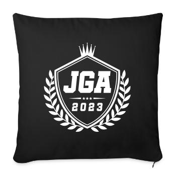 Jga 2023 Armoiries de l’enterrement de vie de garçon - Housse de coussin décorative 45 x 45 cm - noir - Devant