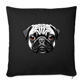 Mops Design Grafik Druck Motiv - Sofakissenbezug 45 x 45 cm - Schwarz - Vorne