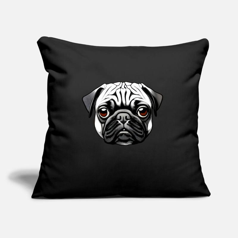 Pug Design Motif d’impression graphique Housse de coussin décorative 45 x 45 cm