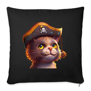 Pirate Chat Chat Pirate - Housse de coussin décorative 45 x 45 cm - noir - Devant