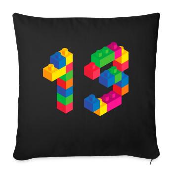 Cute Block Building 13rd Birthday Gift 13Year Old - Sofa pillowcase 17,3'' x 17,3'' (45 x 45 cm) - black - Front