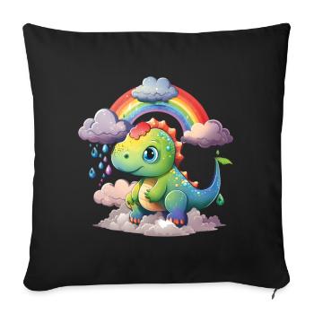 Dinosaure Dino Bébé Arc-en-ciel cadeau - Housse de coussin décorative 45 x 45 cm - noir - Devant