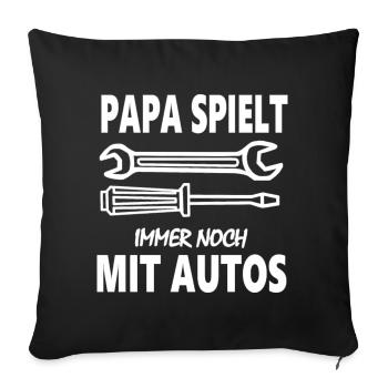 Papa Auto Werkstatt KFZ Meister Autoschrauber - Sofakissenbezug 45 x 45 cm - Schwarz - Vorne