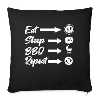 Manger dormir BBQ Fumeur répété Barbecue Griller - Housse de coussin décorative 45 x 45 cm - noir - Devant