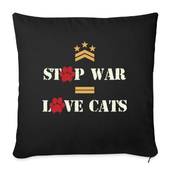 Stop War Love Cats - Housse de coussin décorative 45 x 45 cm - noir - Devant