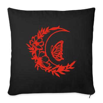 Moon flowers (red) - Sofa pillowcase 17,3'' x 17,3'' (45 x 45 cm) - black - Front