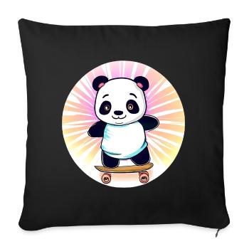 Skateboard panda in sunset - Sofa pillowcase 17,3'' x 17,3'' (45 x 45 cm) - black - Front