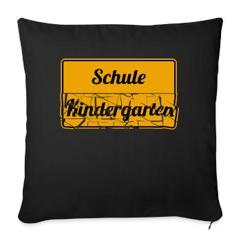 Einschulung, Schule, Kindergarten zersplittert - Sofakissenbezug 45 x 45 cm - Schwarz - Vorne