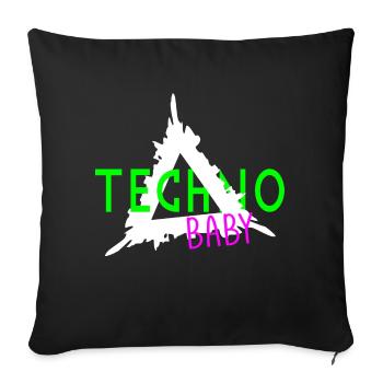 Techno bébé 3 - Housse de coussin décorative 45 x 45 cm - noir - Devant