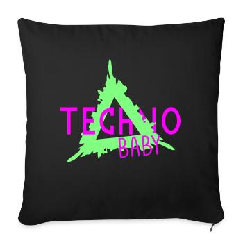 Techno baby - Sofa pillowcase 17,3'' x 17,3'' (45 x 45 cm) - black - Front