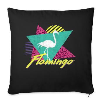 80s 90s Vintage Retro Flamingo T Shirt - Sofa pillowcase 17,3'' x 17,3'' (45 x 45 cm) - black - Front