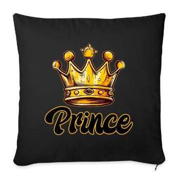 MOTIF PRINCE AVEC COURONNE EN OR JAUNE - Housse de coussin décorative 45 x 45 cm - noir - Devant