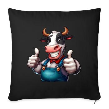 Vache de ferme joyeuse - Housse de coussin décorative 45 x 45 cm - noir - Devant